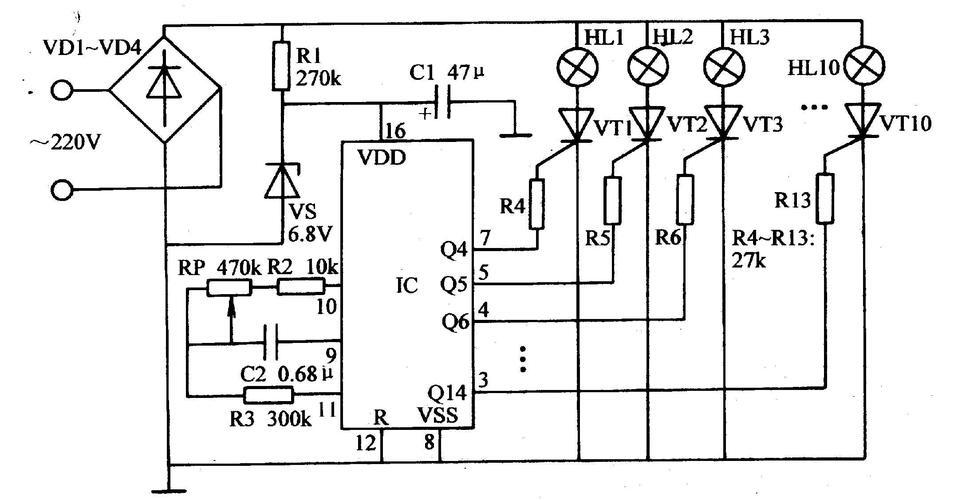 彩灯控制器怎么接线图_最简单的彩灯控制器电路图