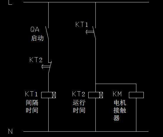 时间继电器循环启停电路图_用一个时间继电器自动循环