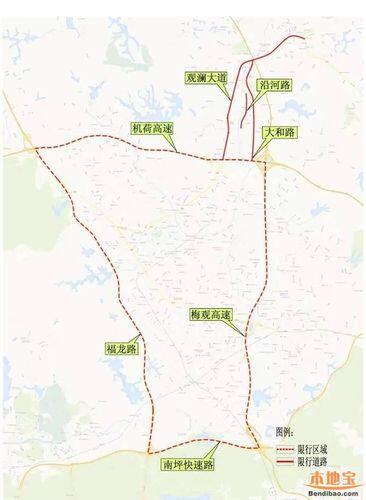 龙岗外地限行路段详细地图_深圳龙岗最新限行路段地图