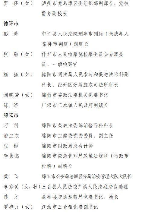四川省政法委成员名单_四川省政法委处长成员名单