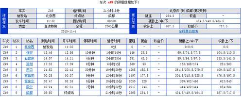 z49列车时刻表 路线