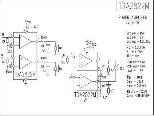 最简单2822功放电路图_TDA2822最简单功放电路