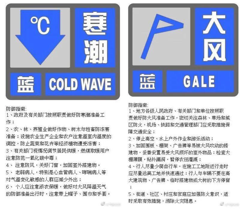 北京大风寒潮双预警生效中,北京大风预警通知