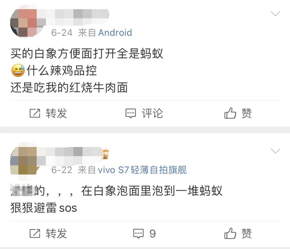 白象方便面被曝面饼上满是蚂蚁是怎么回事，关于白象出过的方便面的新消息。