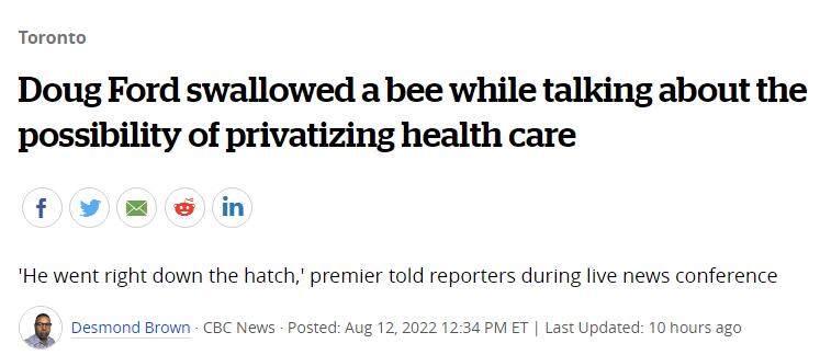 加拿大一省长讲话时误吞蜜蜂是怎么回事?