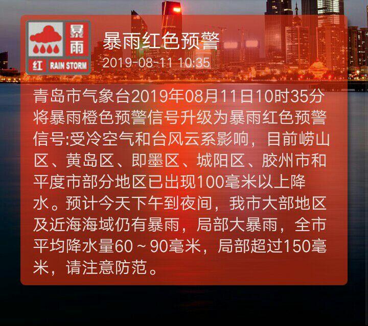 山东青岛暴雨红色预警是怎么回事，关于青岛发布暴雨红色预警的新消息。