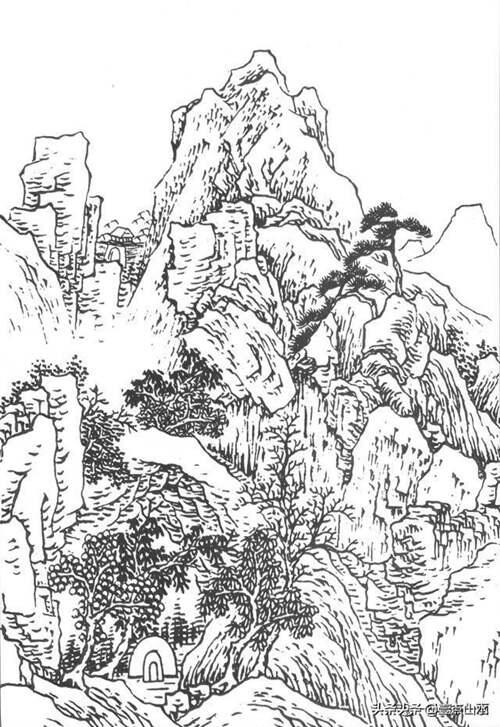 经典国画山水画 白描山水