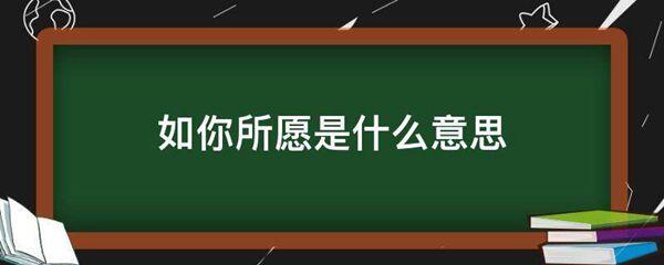 如你所愿的意思是什么