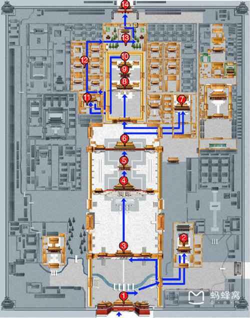 故宫参观最佳路线图