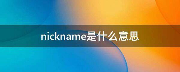 nickname的意思是什么