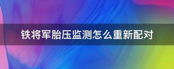 铁将军胎压监测怎么重新配对