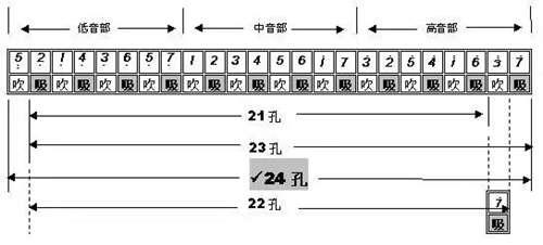 半音阶10孔24孔复音口琴音阶排列大全