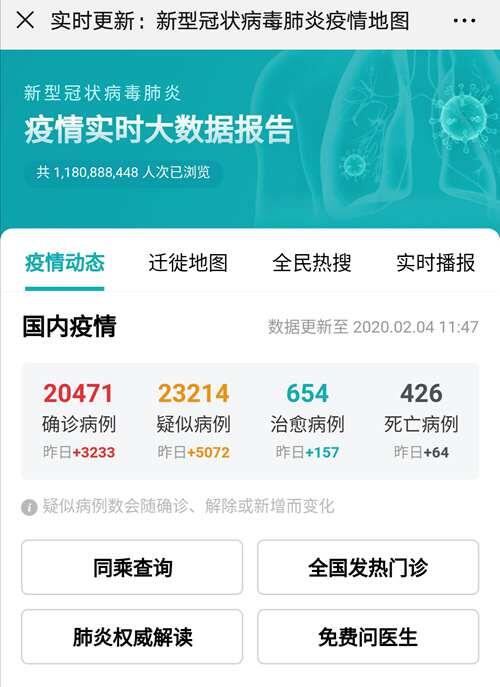 实时更新 新型冠状病毒肺炎疫情地图