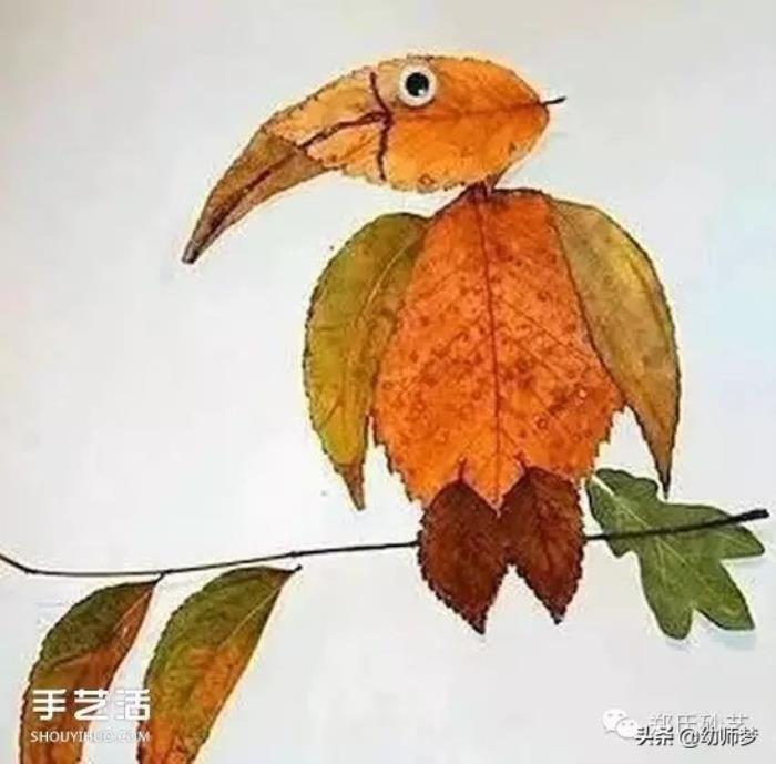 树叶贴画作品（儿童树叶贴画作品图片）