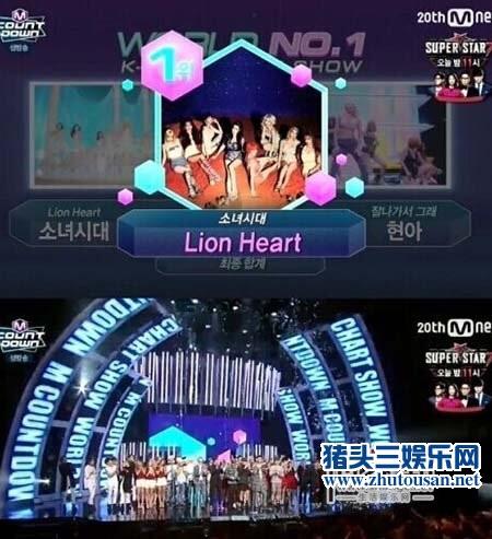 少女时代lion heart获得十个冠军 m countdown再获第一名